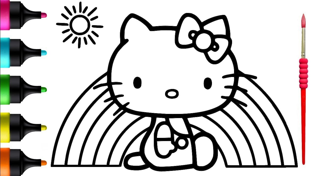 Lets create with hello kitty and the rainbow drawing painting and coloring for kids and toddlers