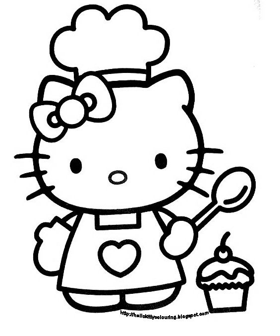 Hello kitty coloring book sheet black and white picture