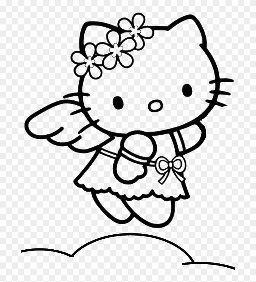 Hello kitty black and white clip art