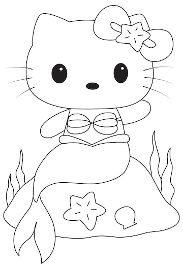 Premium vector hello kitty line art vector