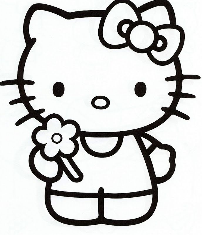Hello kitty clipart black and white