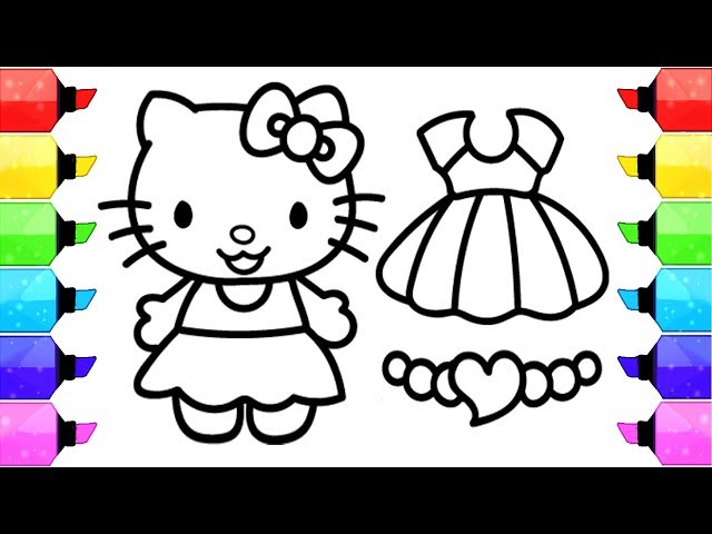 Hello kitty coloring pages how to draw hello kitty dress up game