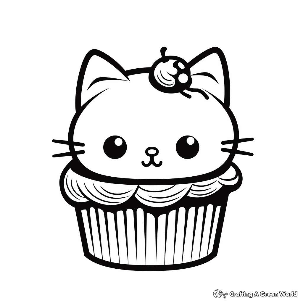 Cat cupcake coloring pages