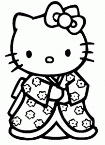 Hello kitty coloring pages with hat
