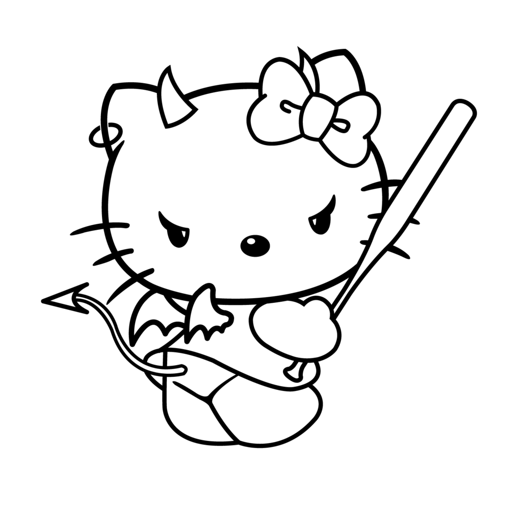 Hello kitty coloring evil hello kitty coloring page halloween