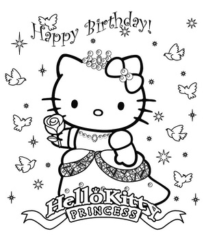 Hello kitty birthday coloring pages by pagequest tpt