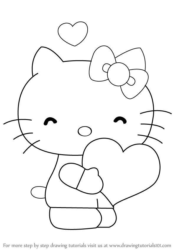 Learn how to draw hello kitty with heart hello kitty step by step drawing tutorials hello kitty coloring hello kitty drawing hello kitty colouring pages