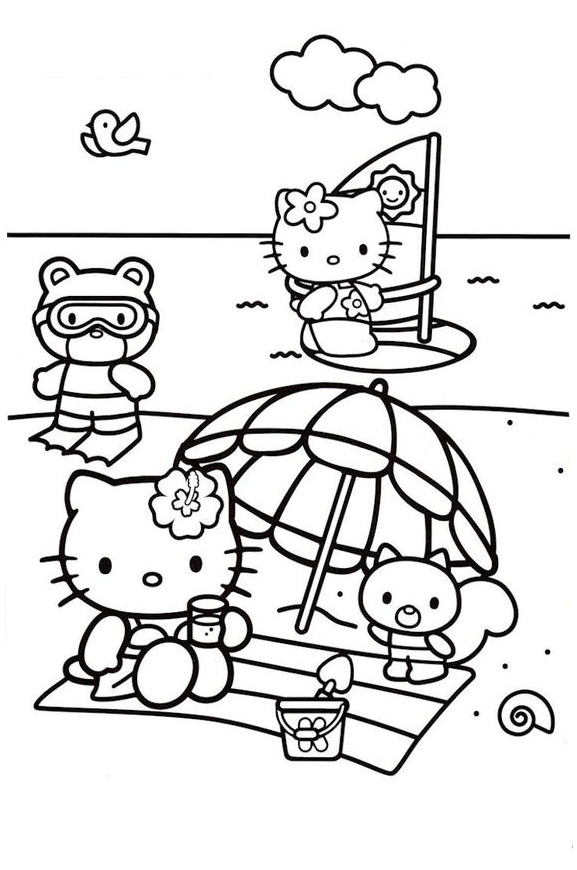 Hello kitty mermaid coloring pages