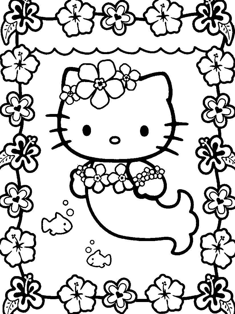 Online coloring pages coloring page hello kitty mermaid hello kitty download print coloring page