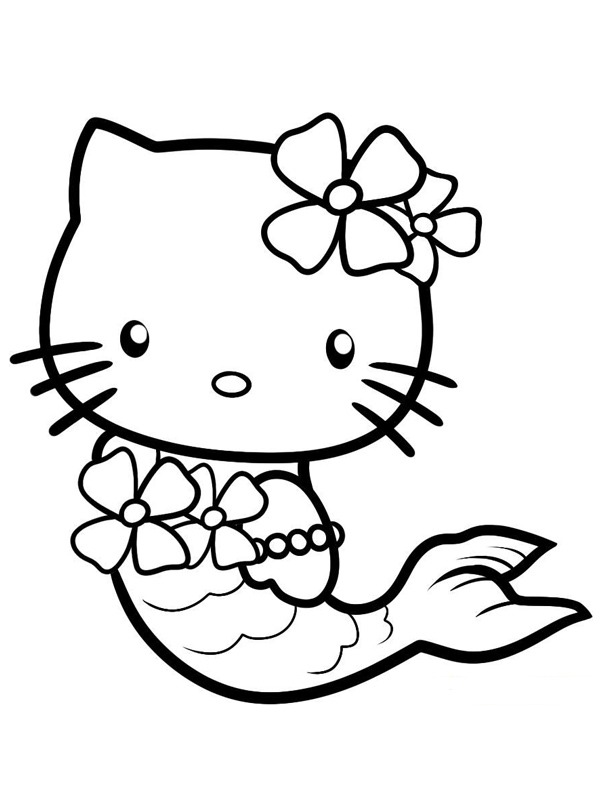 Hello kitty mermaid coloring page