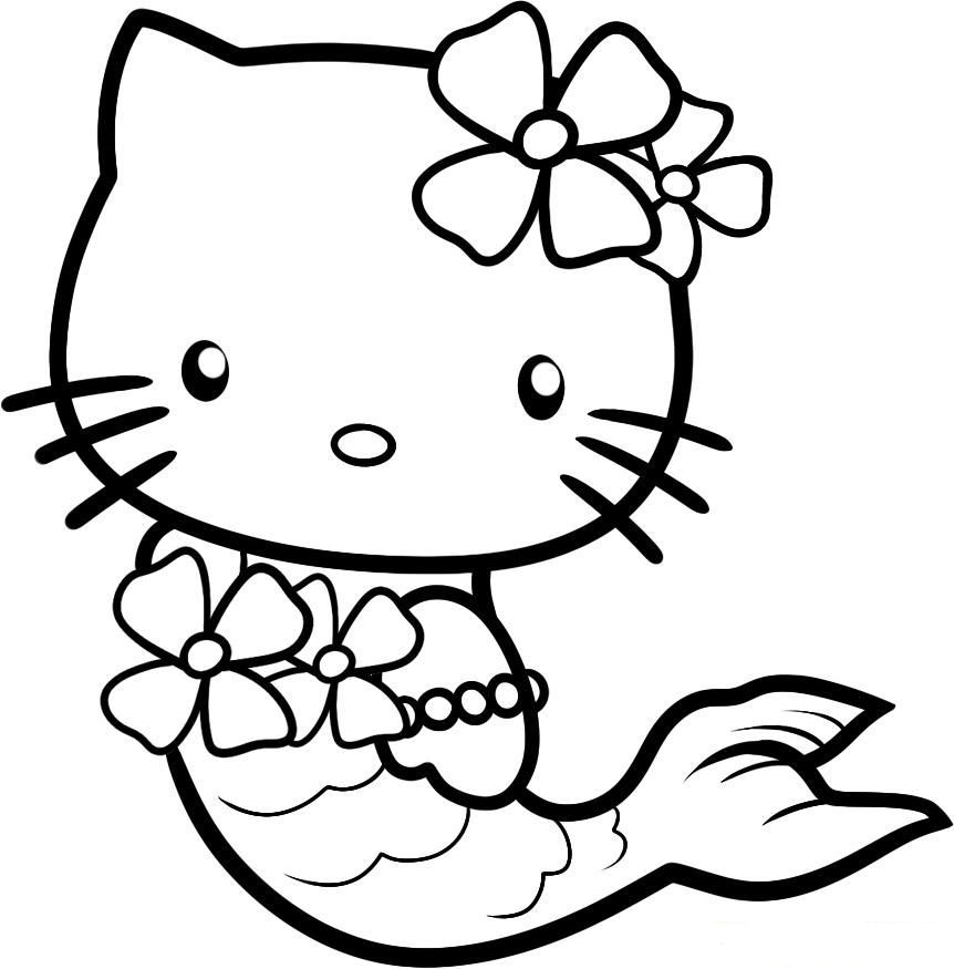 Hello kitty mermaid coloring pages