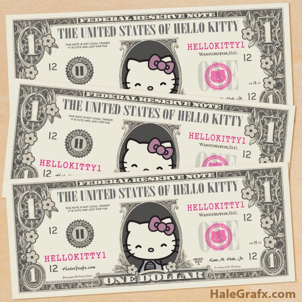 Free printable hello kitty play money hello kitty crafts hello kitty party hello kitty birthday