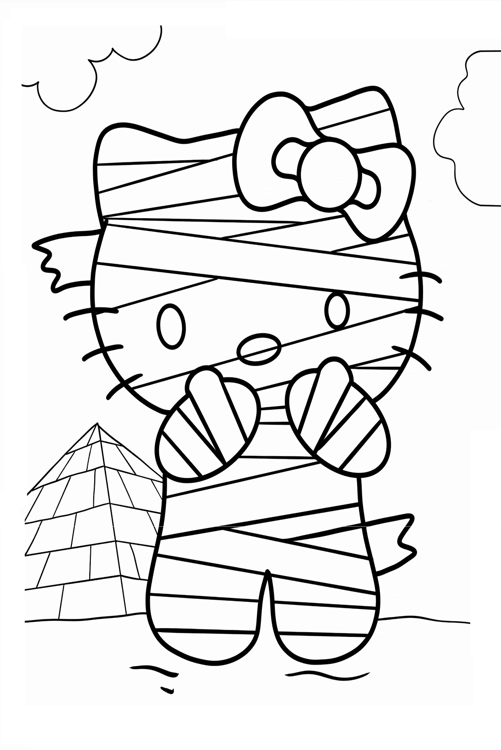 Hello kitty mummy coloring page