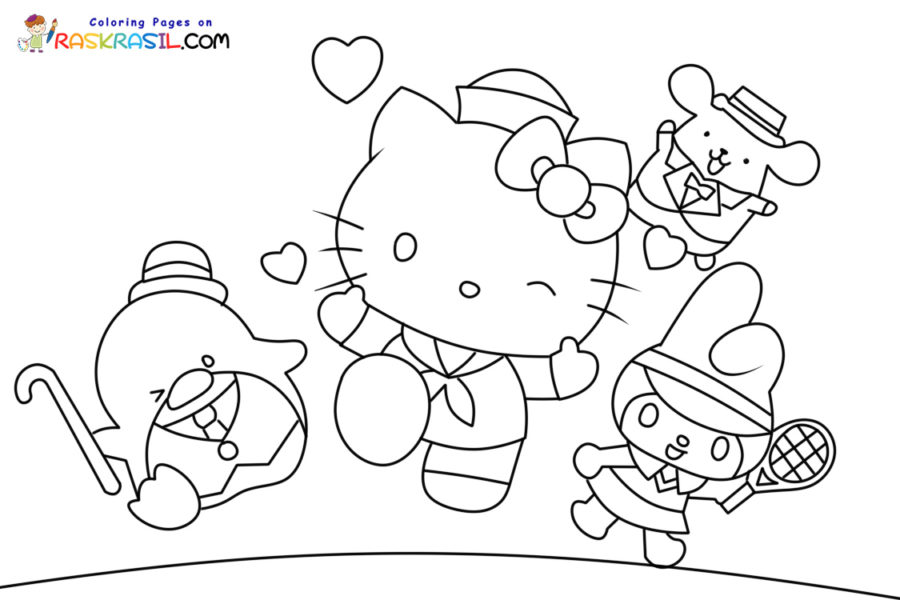 Hello kitty and friends coloring pages