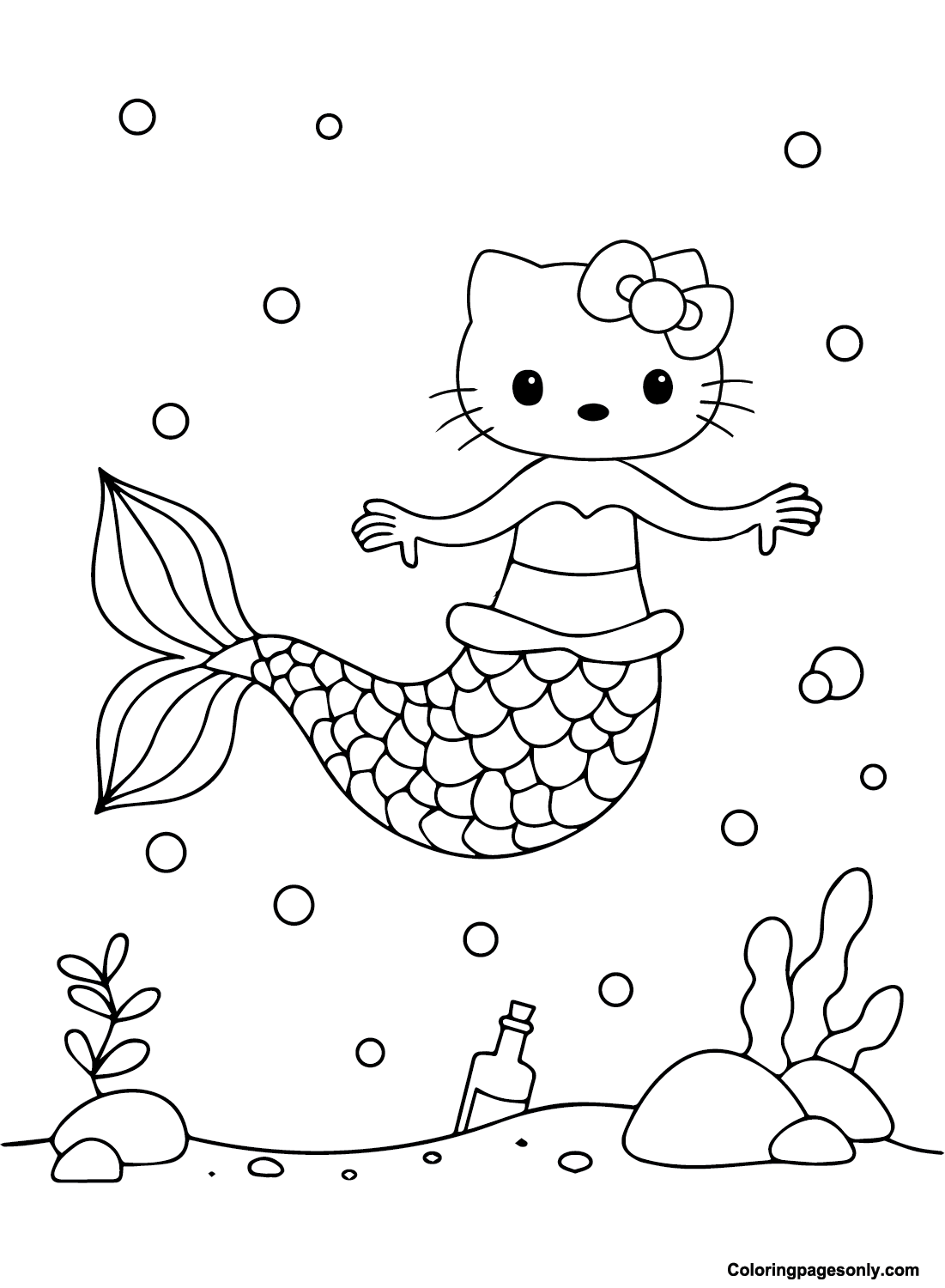Hello kitty mermaid coloring pages printable for free download