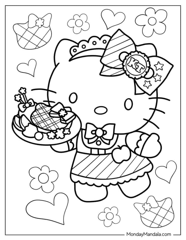 Hello kitty coloring pages free pdf printables