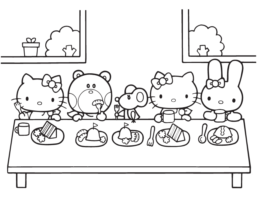 Hello kitty birthday coloring pages