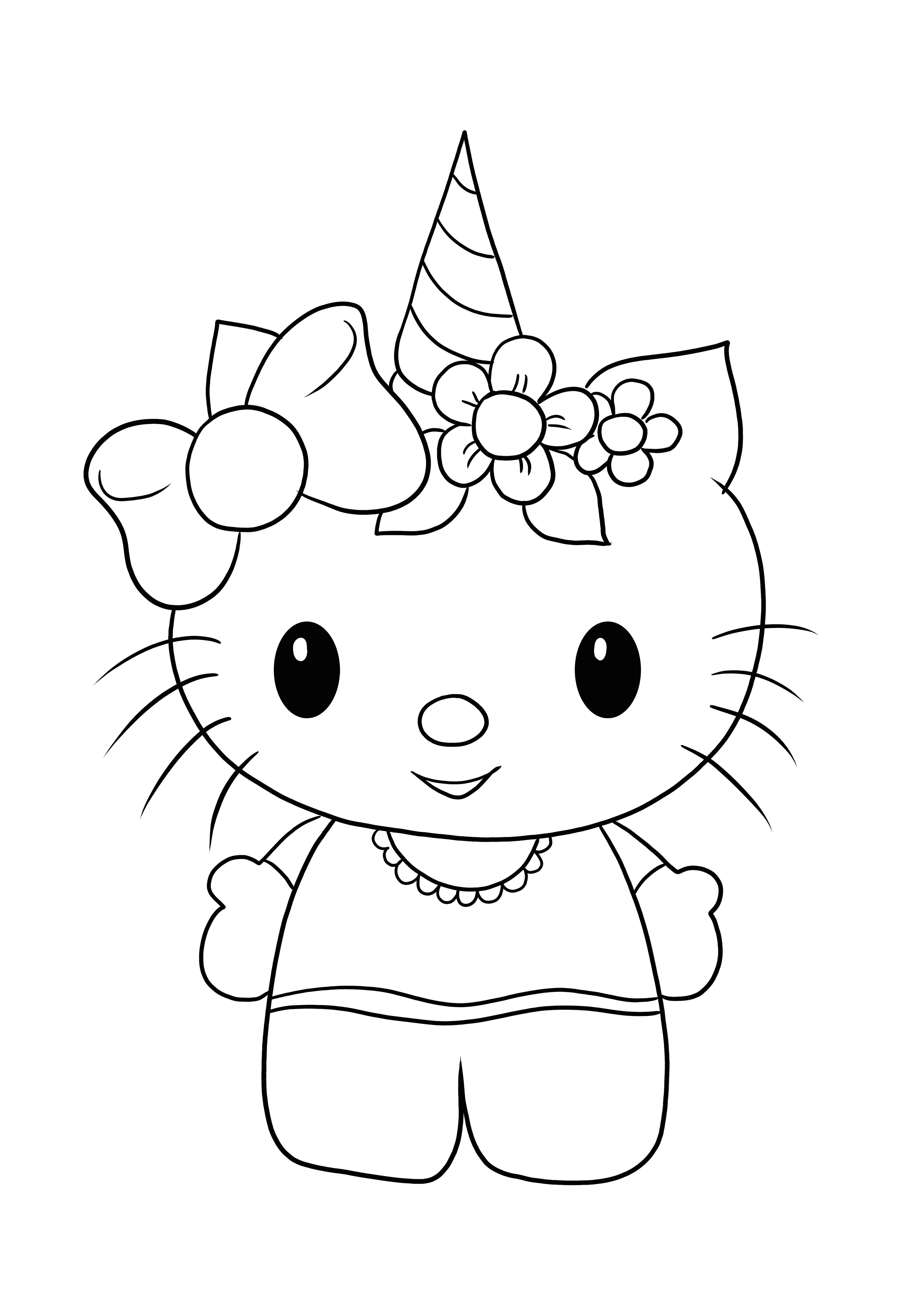 Hello kitty and a nice unicorn headband to color and print free