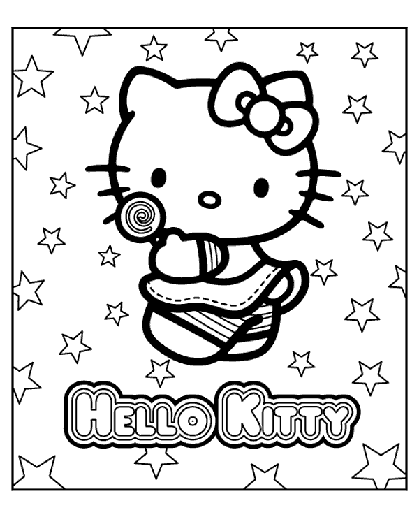 Hello kitty and star coloring image