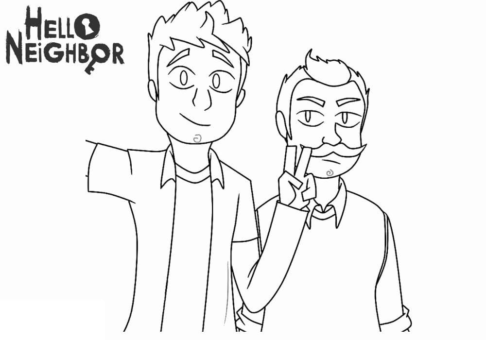 Hello neighbor characters coloring page
