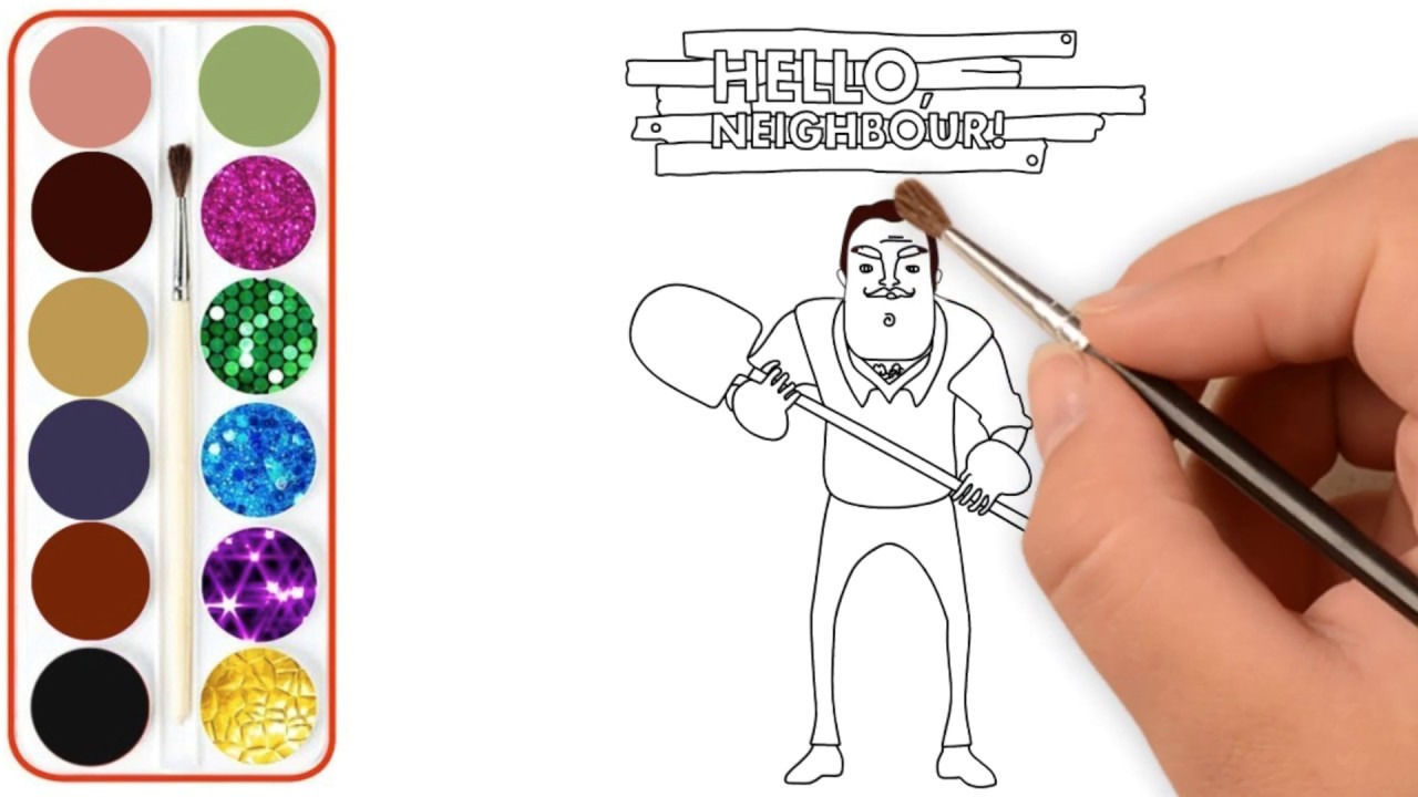 How to draw and color hello neighbor coloring pages