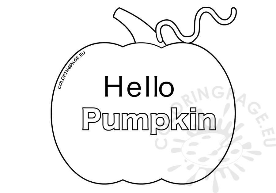 Hello pumpkin template coloring page