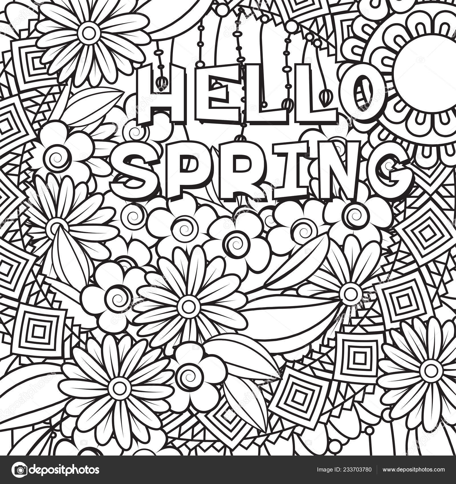 Hello spring coloring page stock vector by elinorka