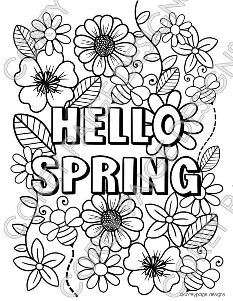 Seasons coloring sheet pack printable flower coloring pages spring coloring sheets spring coloring pages