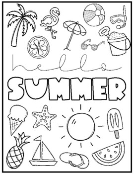 Hello summer coloring page by mrsbrownscreations tpt