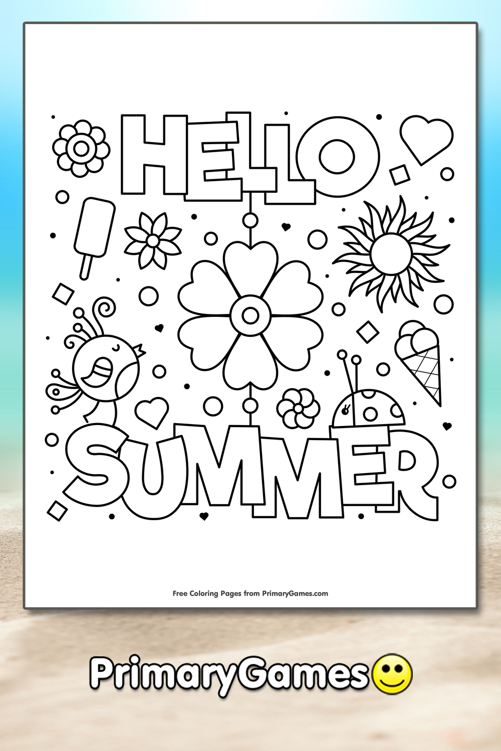 Hello summer coloring page â free printable pdf from