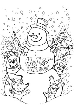 Hello winter coloring page by maysane tpt