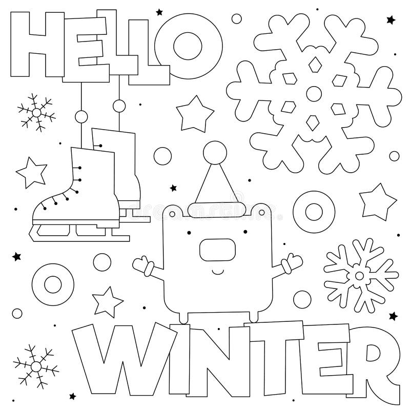 Hello winter coloring page stock vector