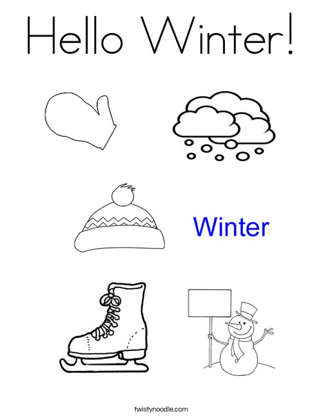 Hello winter coloring page