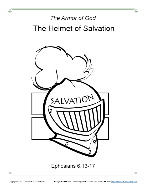 Helmet of salvation coloring page