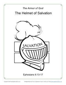The helmet of salvation coloring page armor of god armor of god lesson helmet of salvation