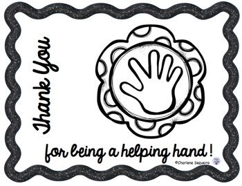 Helping hands thank you notes bw version by diamond mom tpt