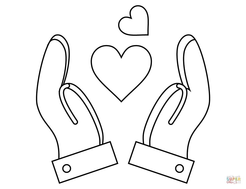 Valentines day open hands sharing love coloring page free printable coloring pages