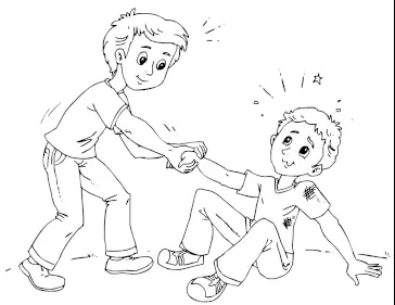Giving a helping hand coloring page