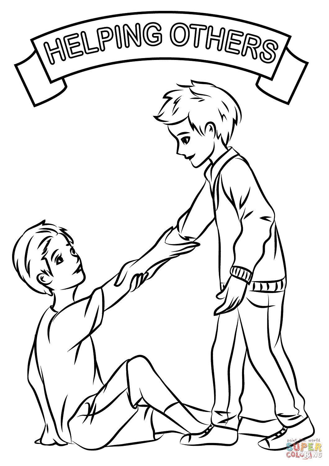 Helping each other coloring page free printable coloring pages