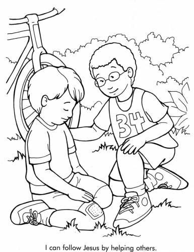 Helping others coloring page sunday school coloring pages bible coloring pages jesus coloring pages