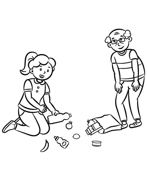 Helping others coloring page for kids