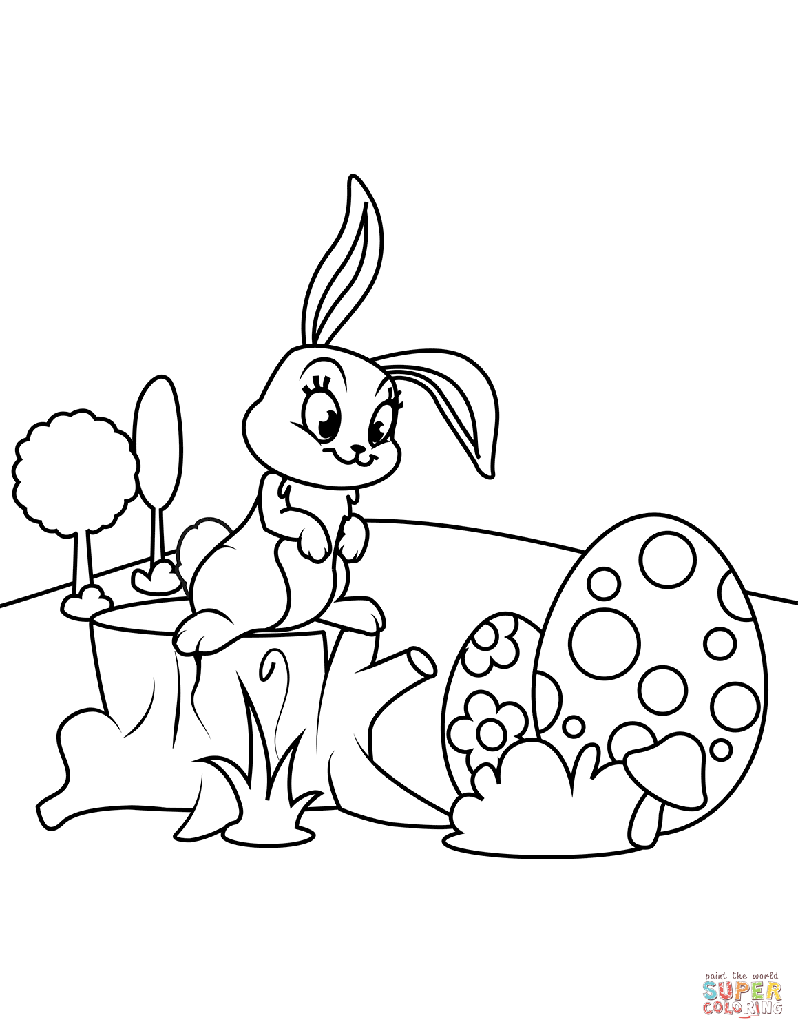 Cute easter bunny on hemp coloring page free printable coloring pages
