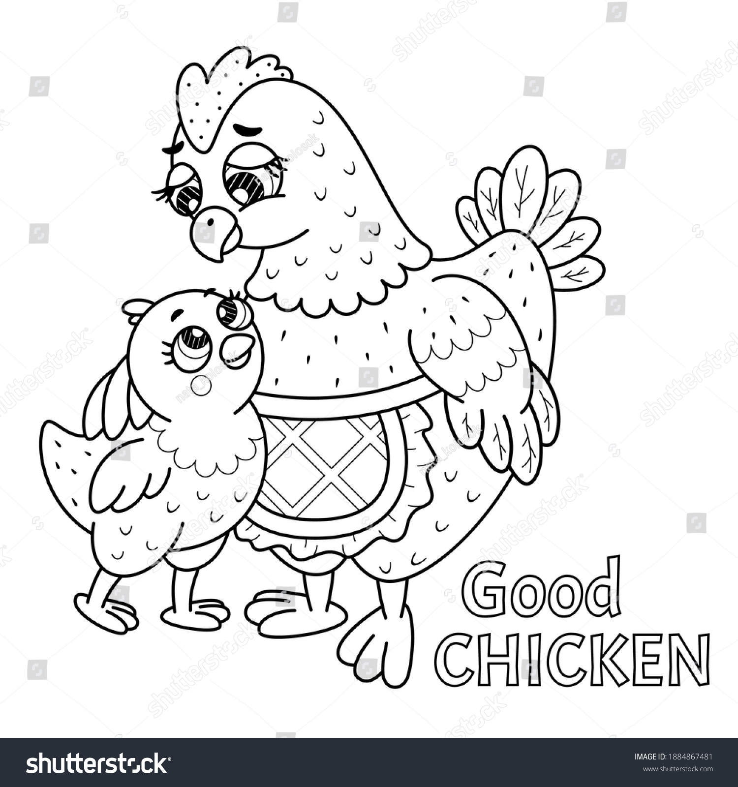 Childrens simple coloring page mother hen stock vector royalty free