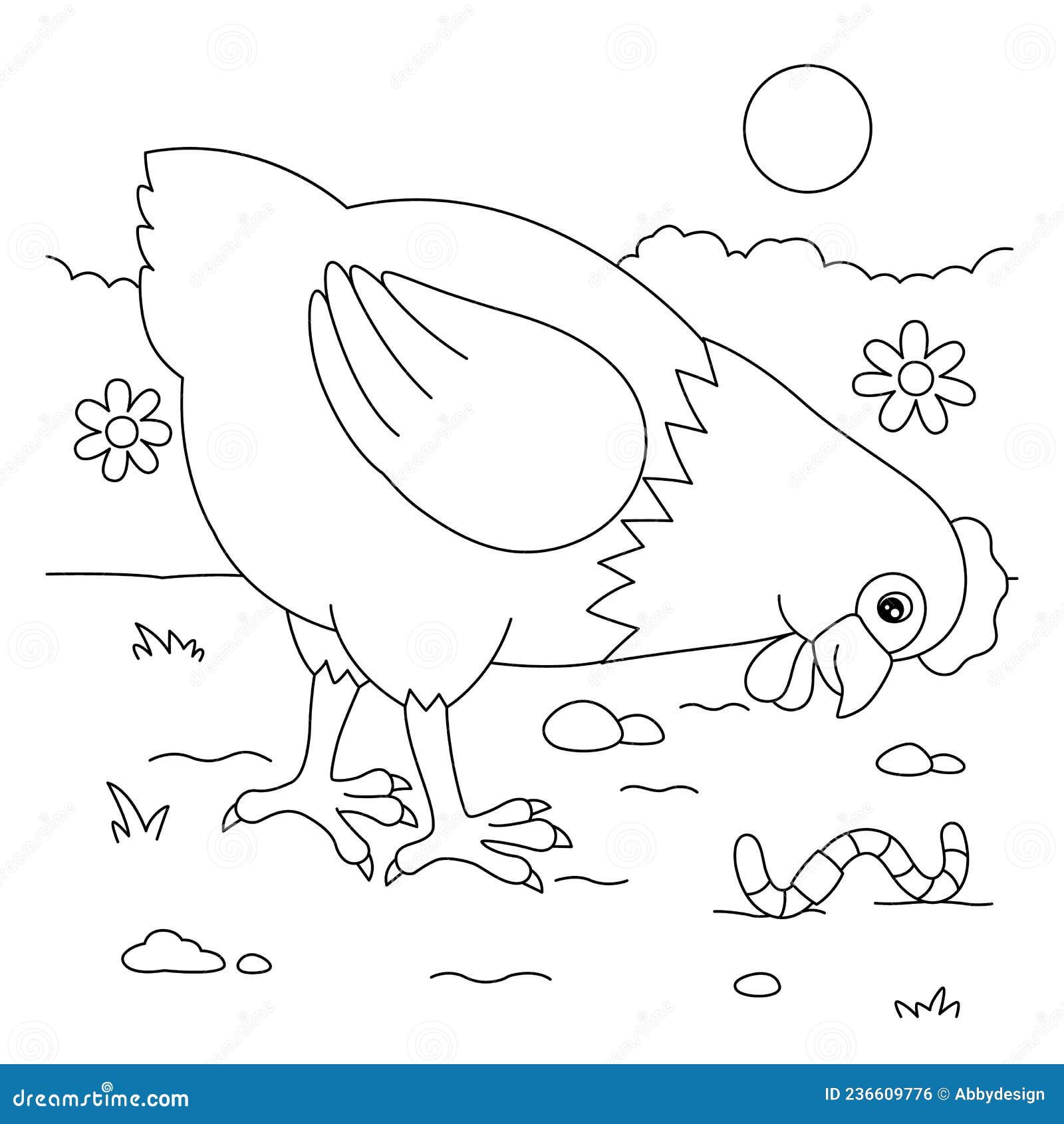 Chicken coloring page for kids stock vector