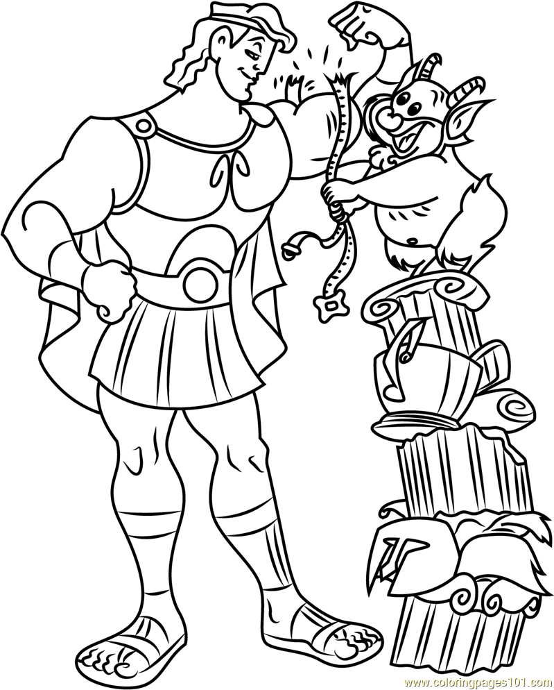 Hercules with philoctetes coloring page for kids