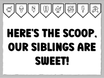 Heres the scoop our siblgs are sweet icecream bullet board kit worksheet by swati sharma