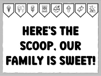 Heres the scoop our family is sweet icecream bullet board kit worksheet by swati sharma