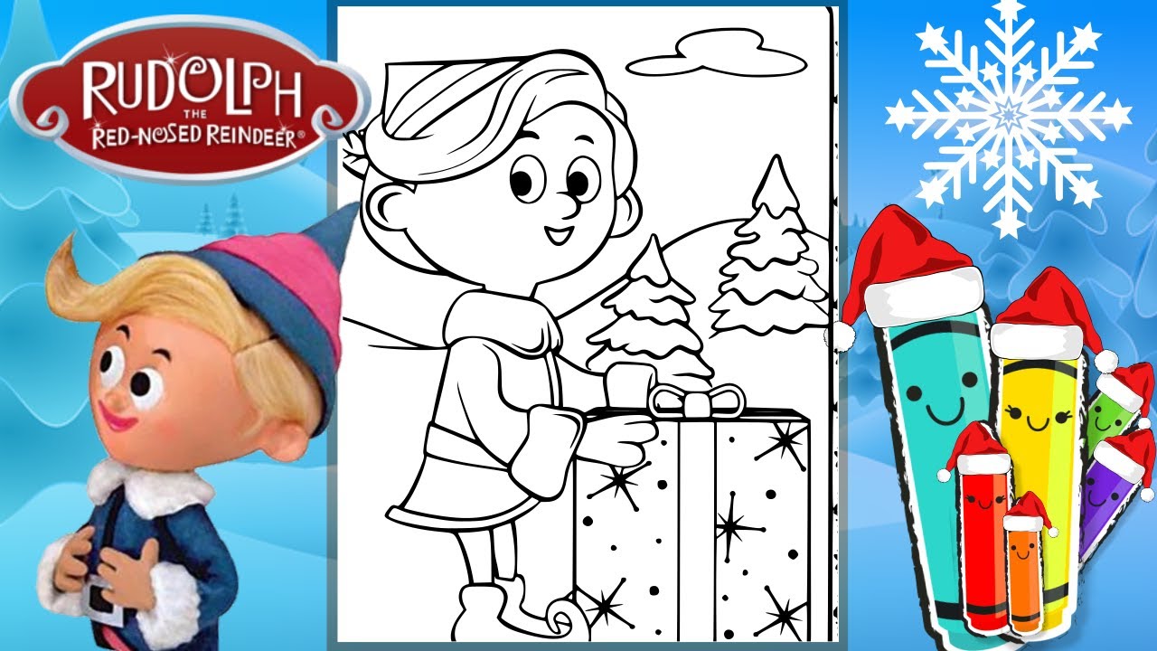Coloring herey the elf fro rudolph the red nosed reindeer christas coloring pages for kids