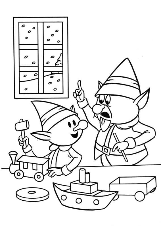 Hermey and rudolph coloring page
