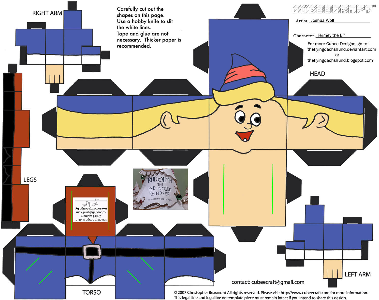Hermey paper toy free printable papercraft templates